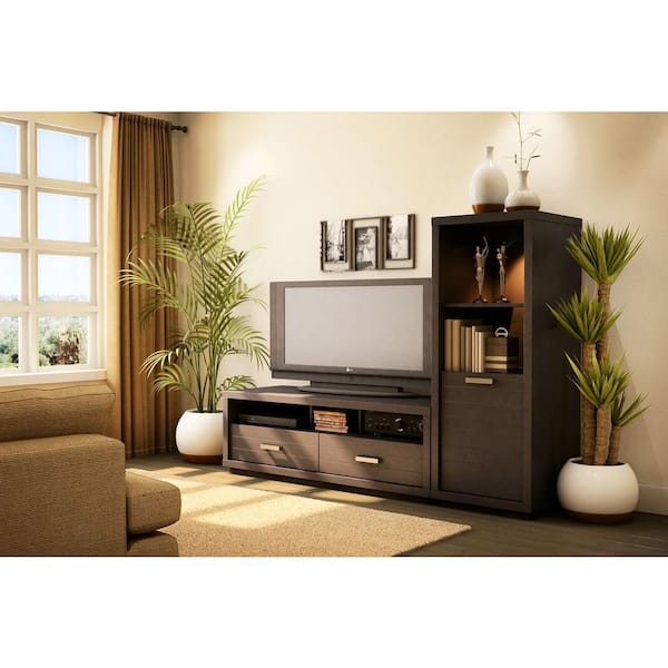 South Shore Skyline 50-Disk Capacity TV Stand in Chocolate