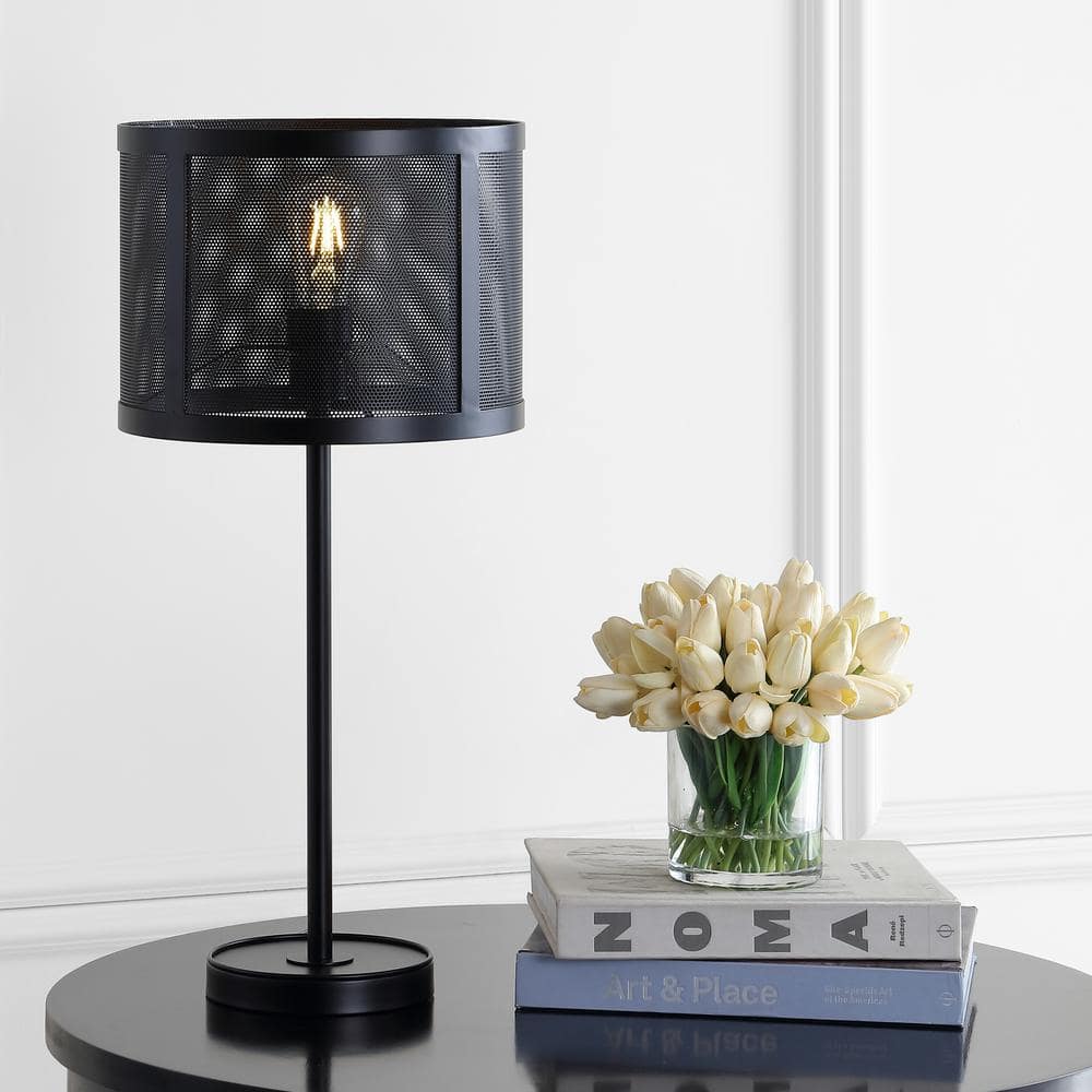 JONATHAN Y Wilcox 25 in. Black Minimalist Metal LED Table Lamp