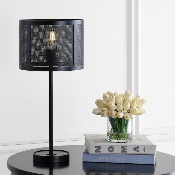 JONATHAN Y Wilcox 25 in. Black Minimalist Metal LED Table Lamp