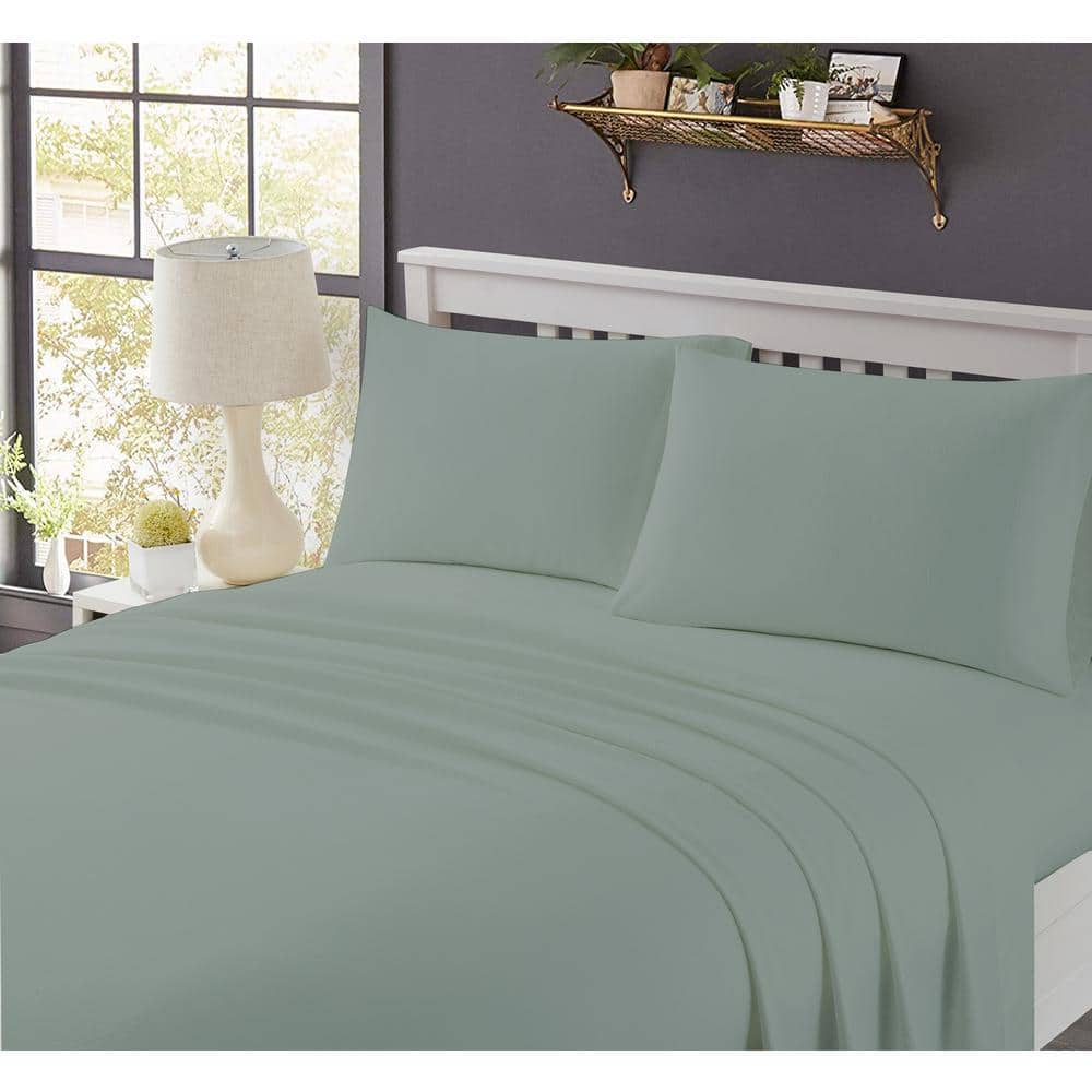 Mhf Home 4-Piece Sage Solid Queen Sheet Set