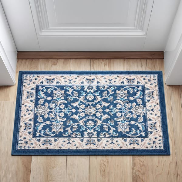 Madison Floral Dark Blue 2 ft. x 3 ft. Indoor Area Rug