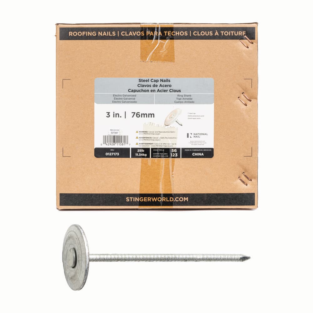 3 in. x 12-gauge Electrogalvanized Ring Shank Steel Cap Roofing Nail 25 lbs. Box price history on PriceWatchPro