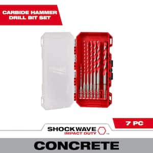 SHOCKWAVE Carbide Hammer Drill Bit Kit (7-Piece) for Concrete, Stone, Masonry Drilling
