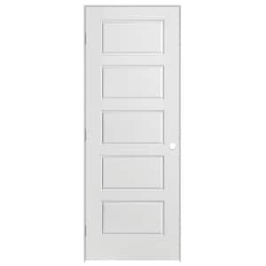 28 in. x 80 in. 5 Panel Riverside Right-Handed Hollow-Core Smooth Primed Composite Single Prehung Interior Door