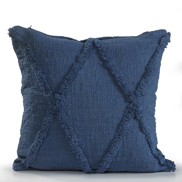 Unbranded Rhea Criss Coss Royal Blue Geometric Hypoallergenic Polyester 18 in. x 18 in. Indoor Throw Pillow
