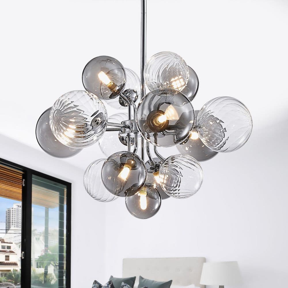 HUOKU Tauvy 8-Light Polished Chrome Bubble Sputnik Cluster Tiered