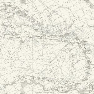Charts Black Nautical Chart Matte Paper Pre-Pasted Wallpaper Sample