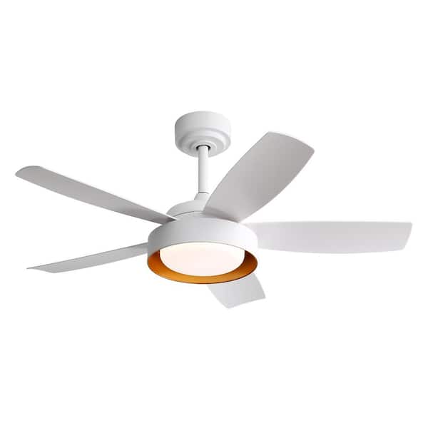CACI Mall 42 in. Indoor/Outdoor Integrated LED White Ceiling Fan with Light Kit and Remote for Bedroom and Living Room