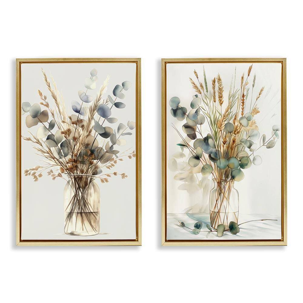 Eucalyptus Jar Bouquets by Steve Hunziker 2-Pieces Gold Floater Frame Nature Graphic Art Print 31 in. x 21 in. price history on PriceWatchPro