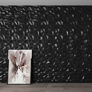 Diamond Design 19.7 in. x 19.7 in. PVC 3D Seamless Wall Panel in Black for Interior Decoration (12-Panels)