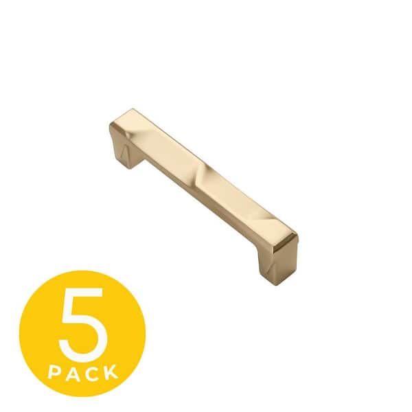 Geiger Series 3-3/4 in. (96 mm) Center-to-Center Modern Gold Cabinet Handle/Pull (5-Pack)