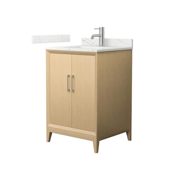 Janna 24 in. Single Freestanding White Oak Bath Vanity with Giotto Quartz Top Unassembled