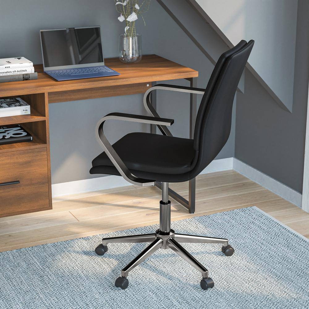 Black/Chrome Leather/Faux Leather Office/Desk Chair Table Top Only