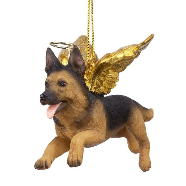 Design Toscano 3 in. Honor the Pooch German Shepherd Holiday Dog Angel Ornament