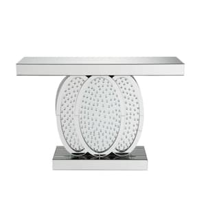Amelia 14 in. Clear 32 in. H Rectangle Glass Console Table with Mirrored