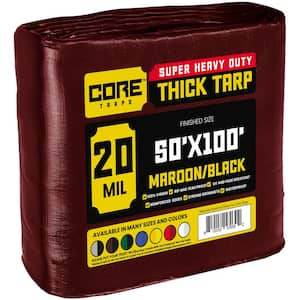 50 ft. x 100 ft. Maroon 20 Mil Heavy Duty Polyethylene Tarp, Waterproof, UV Resistant, Rip and Tear Proof