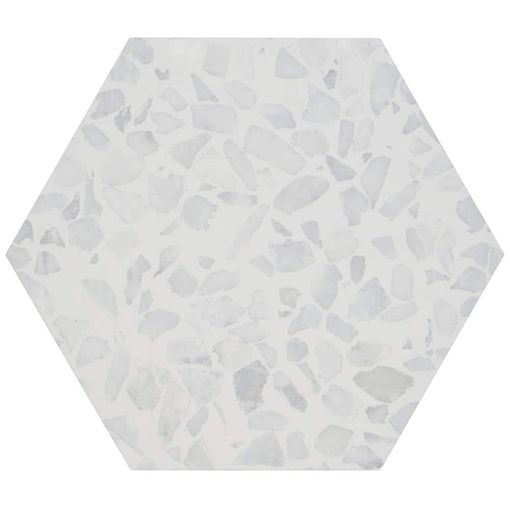 Fusion Hex Gray Terrazzo Matte Porcelain Floor and Wall Tile