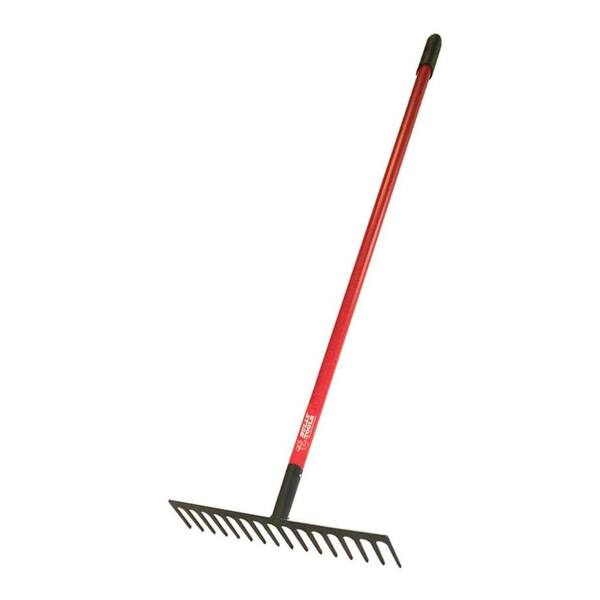 Bully Tools Bow Rake Lawn Garden Leaf Fiberglass Long Handle 16 Tine Clean Tool 