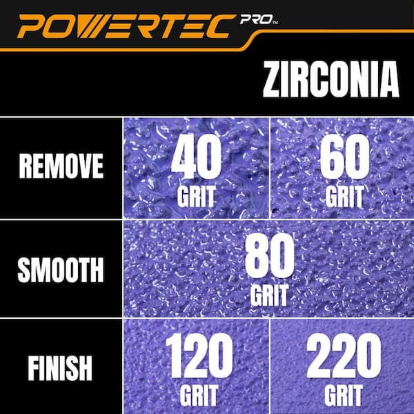 POWERTEC 6 in. 49 Holes Zirconia Hook and Loop Sanding Disc, 50
