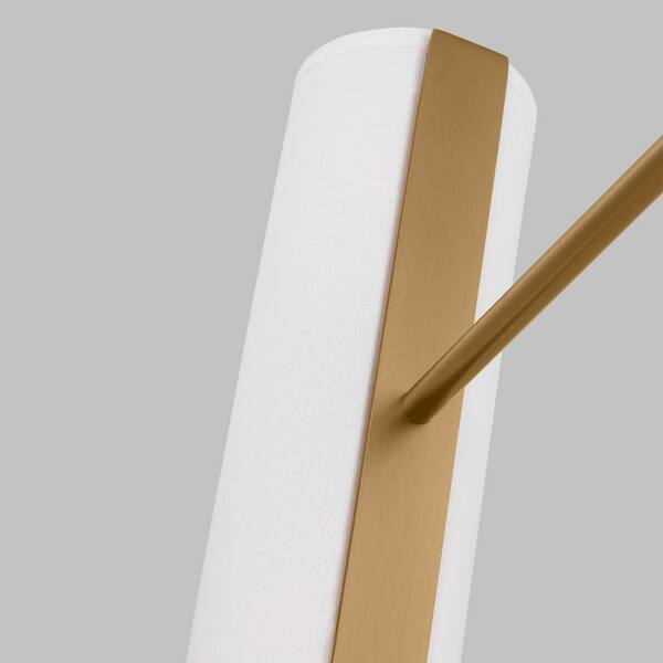 SCOTT LIVING - Capalino 8-Light Satin Brass Large Chandelier with White Linen Fabric Shades