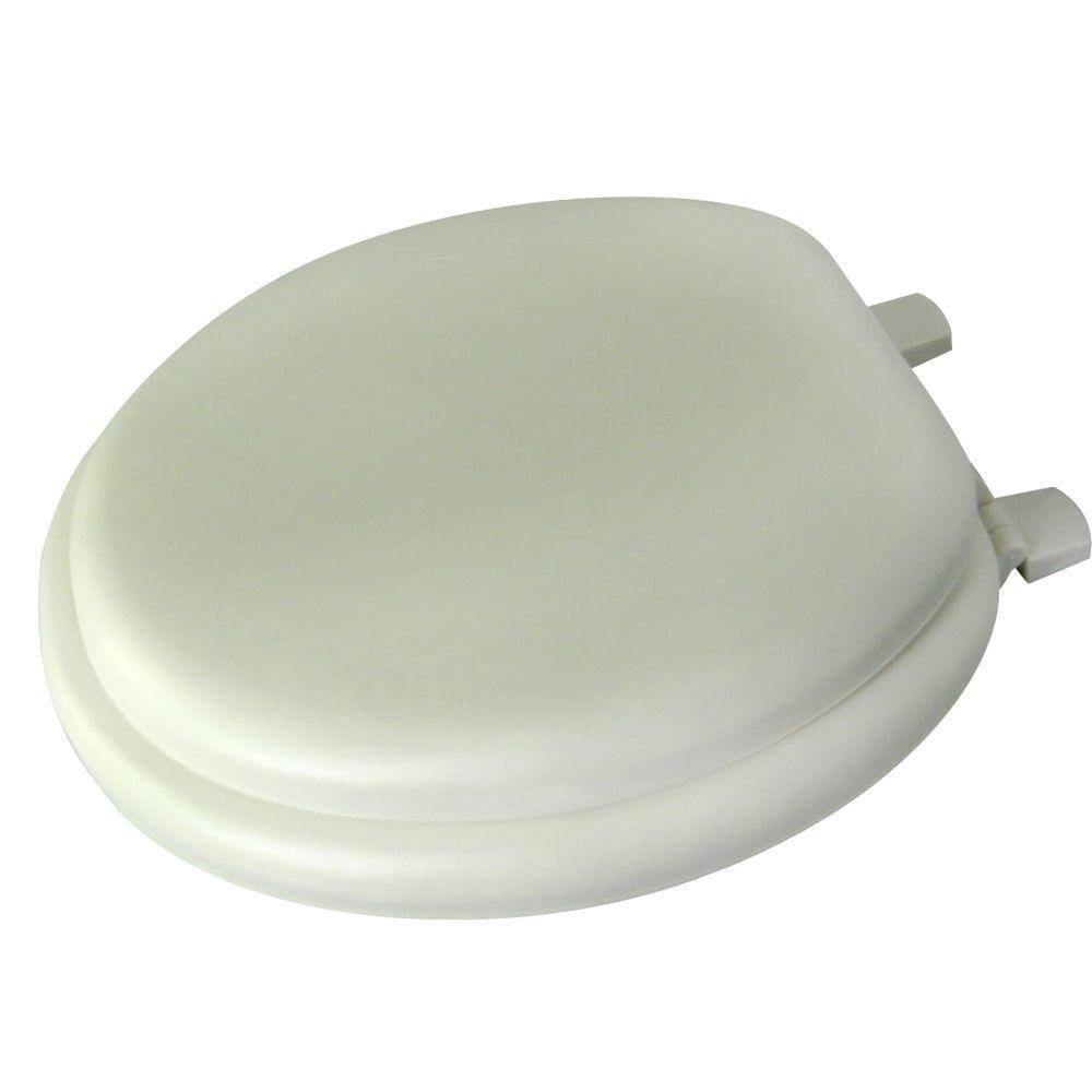 Glacier Bay Round Closed Front Toilet Seat in Bone 53016 The Home Depot