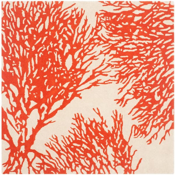 SAFAVIEH Bella Beige/Terracotta 7 ft. x 7 ft. Square Floral Area Rug