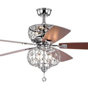 Ariana 52 in. Indoor Chrome Glam Reversible Ceiling Fan with Crystal Light Kit and Remote Control