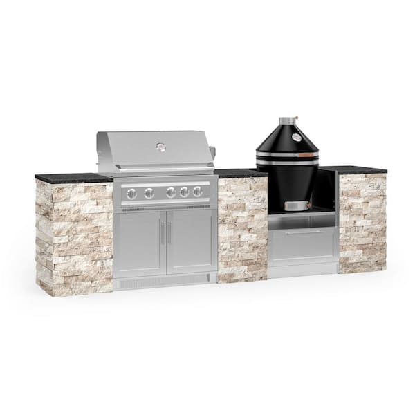 NewAge Products Signature Series 121.16 in. x 25.5 in. x 57.5 in. 9-Piece Outdoor Kitchen Cabinet Set with Natural Gas 36 in. Grill