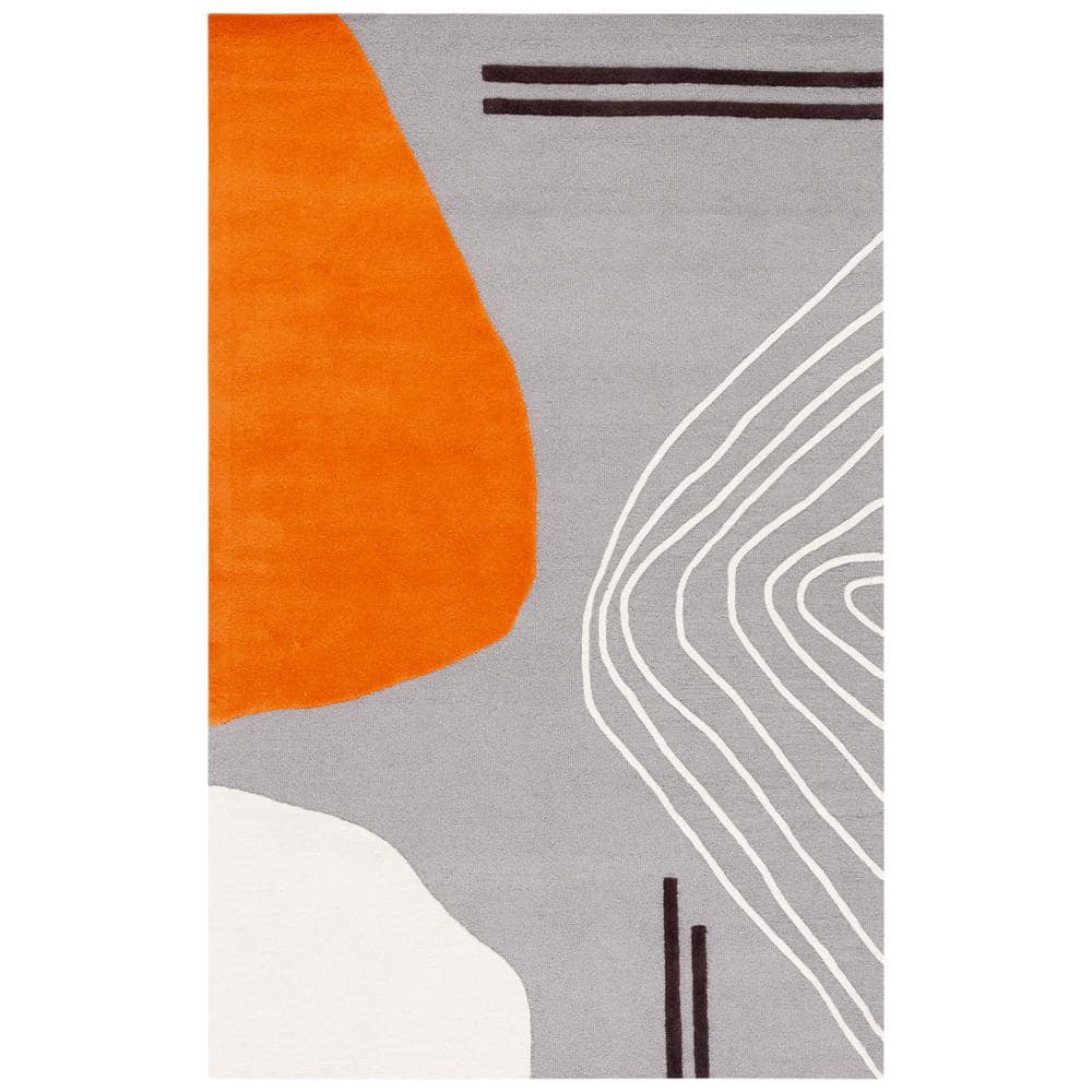 Hand-Tufted Rodeo Drive Grey and Rust Wool Area Rug
