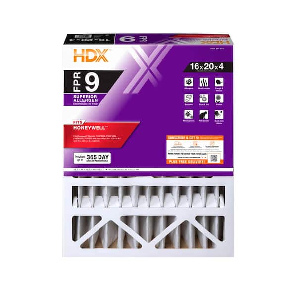 HDX 16 in. x 20 in. x 4 in. Honeywell Replacement Pleated Air Filter FPR 9, MERV 13