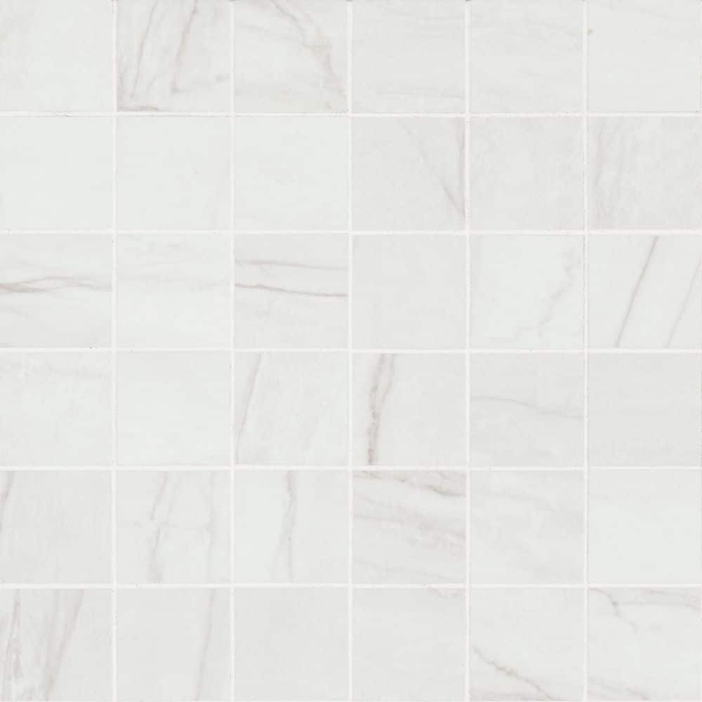 Take Home Tile Sample-Kaya Zermatta Blanca 3 in. x 3 in. Matte Porcelain Mesh-Mounted Mosaic Floor and Wall Tile price history on PriceWatchPro