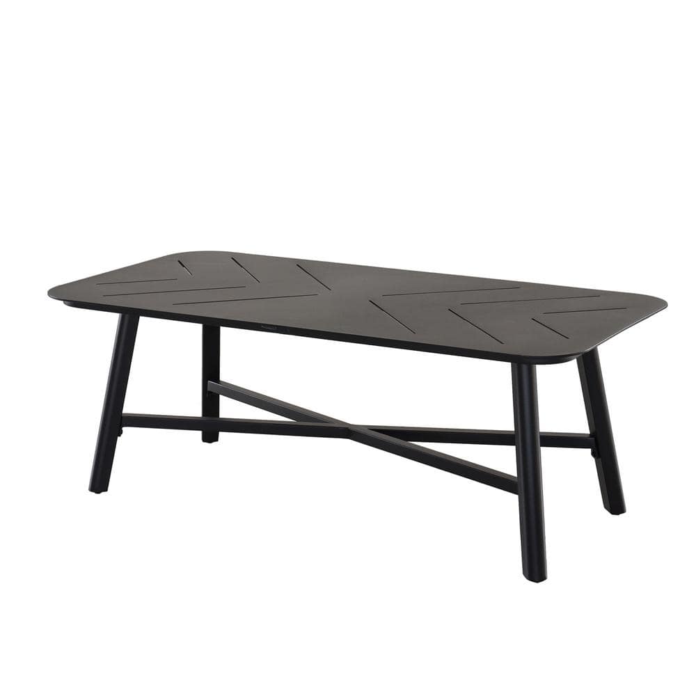 Black Rectangular Aluminum Outdoor Coffee Table
