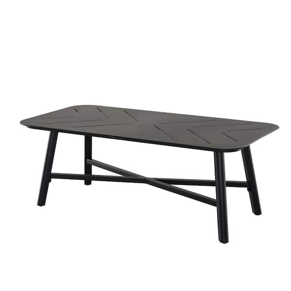 Unbranded Black Rectangular Aluminum Outdoor Coffee Table