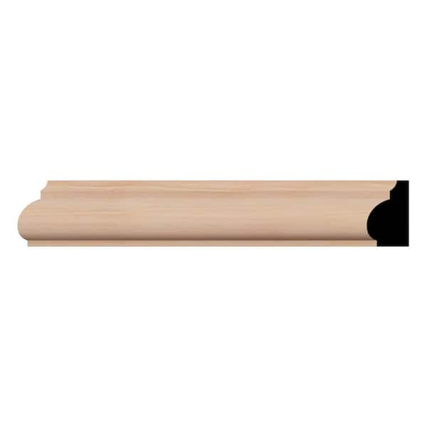Ekena Millwork WM1201 11/16 in. D x 1-1/4 in. W x 96 in. L Americraft Solid Hardwood Stain Grade Base Cap Moulding, Cherry