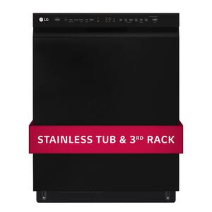 24 in. Black Front Control Dishwasher with QuadWash, 3rd Rack & Dynamic Dry, 48 dBA