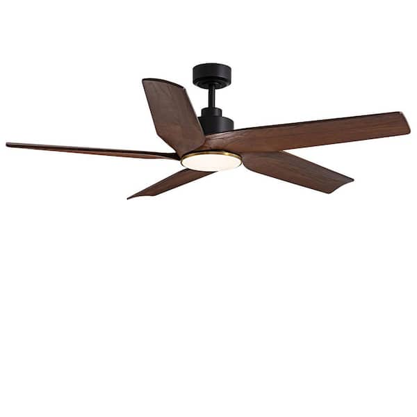 60 in. Indoor Black Downrod Mount Ceiling Fan with Integrated LED with Remote Control Included