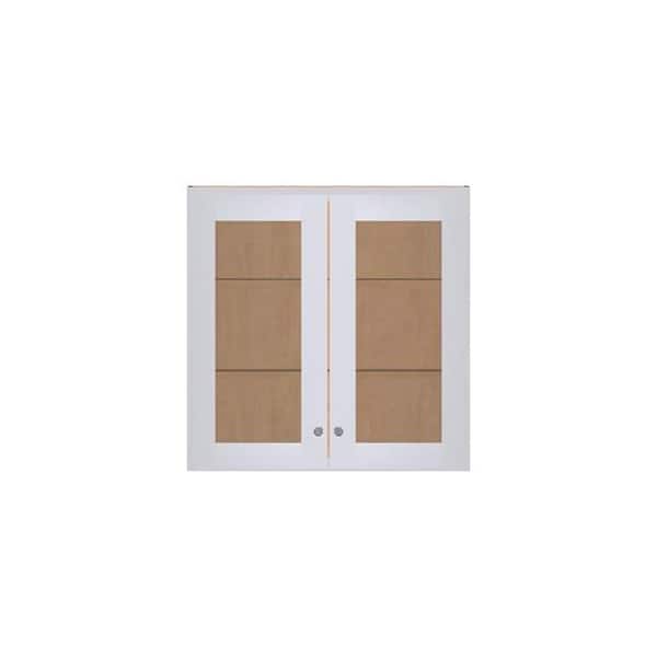 Pembroke Recessed 36 in. W x 30 in. H x 12 in. D in Painted White Plywood Assembled Frosted Glass Wall