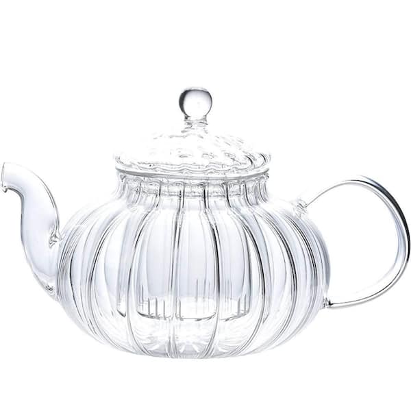 2-Cup Glass Tea Pot with Infuser, 20 oz. Stovetop Safe Tea Kettle, Blooming and Loose Leaf Tea Maker