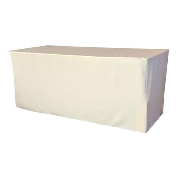 LA Linen 96 in. L x 30 in. W x 30 in. H Ivory Polyester Poplin Fitted Tablecloth