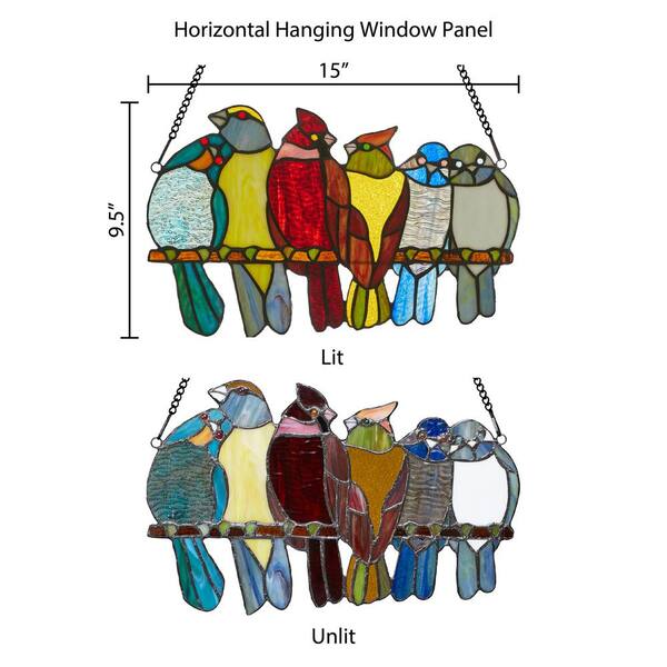 River of Goods Multi-Colored Birds in Love Stained Glass Window