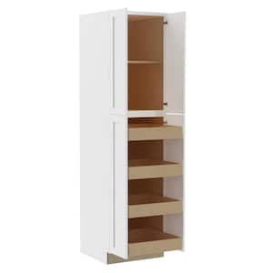 Washington Vesper White Plywood Shaker Assembled Utility Pantry Kitchen Cabinet 4 ROT Sft Cl 24 in W x 24 in D x 90 in H