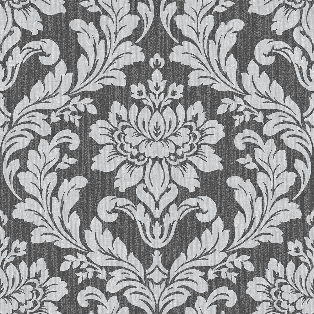 Galois Silver Damask Vinyl Wallpaper Roll