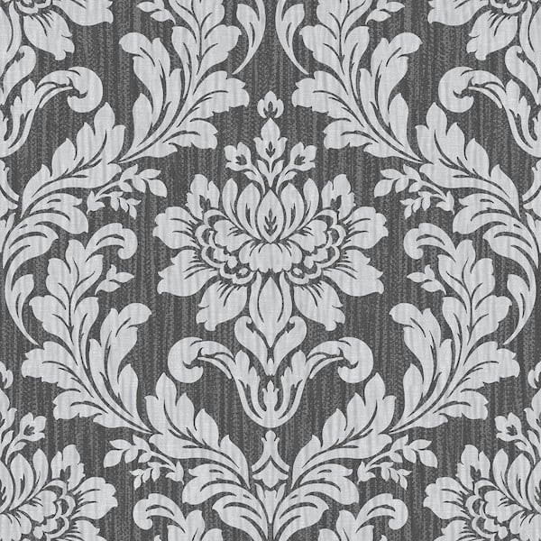 Advantage Galois Silver Damask Wallpaper Sample