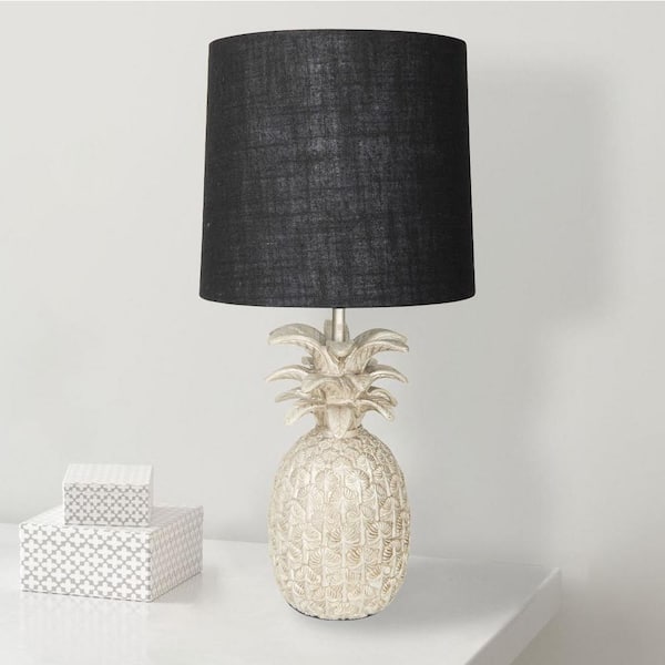 White Pineapple Shaped Table Lamp, Small White Distressed Table Lamp