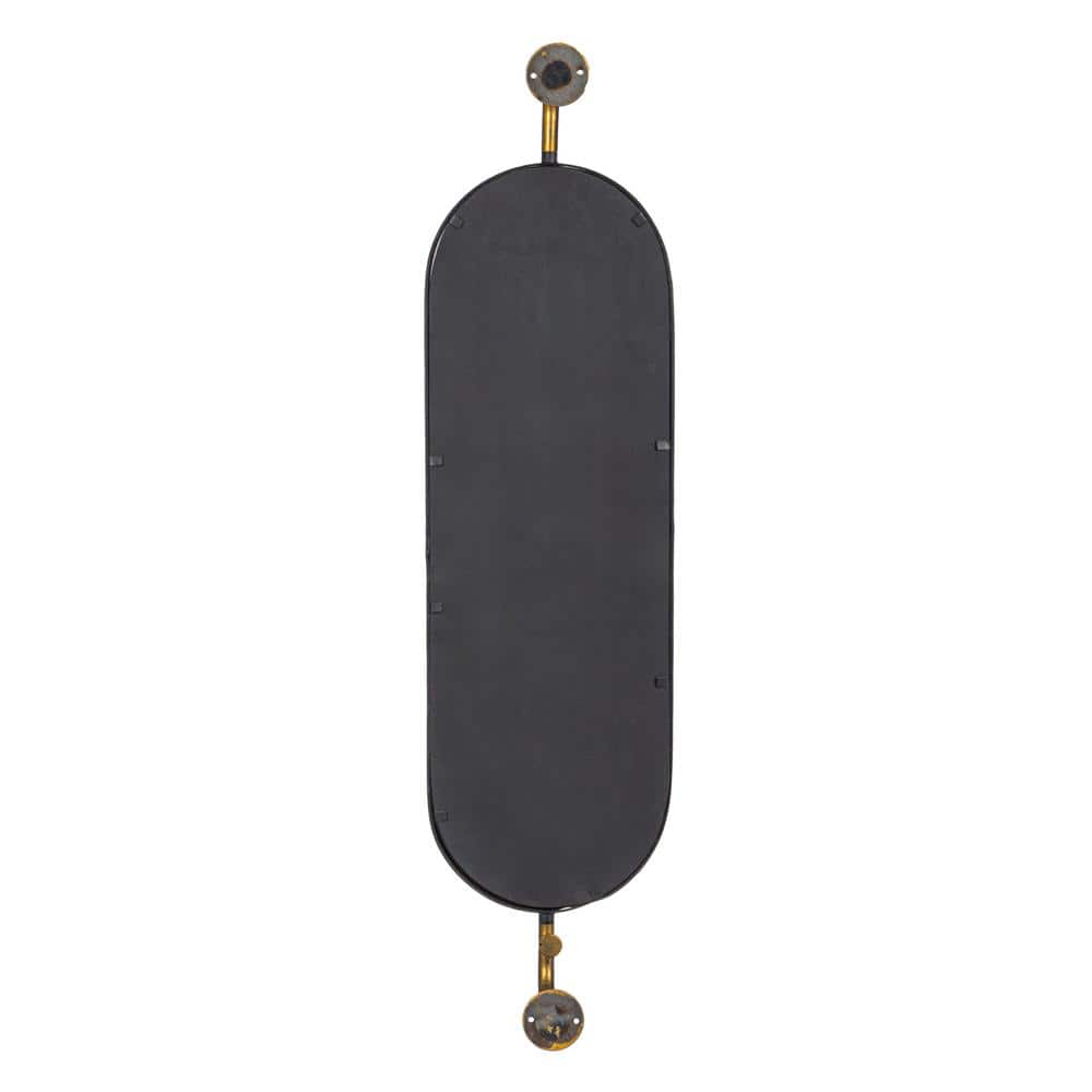 Small Oval Black and Gold Metal Framed Decorative Mirror
