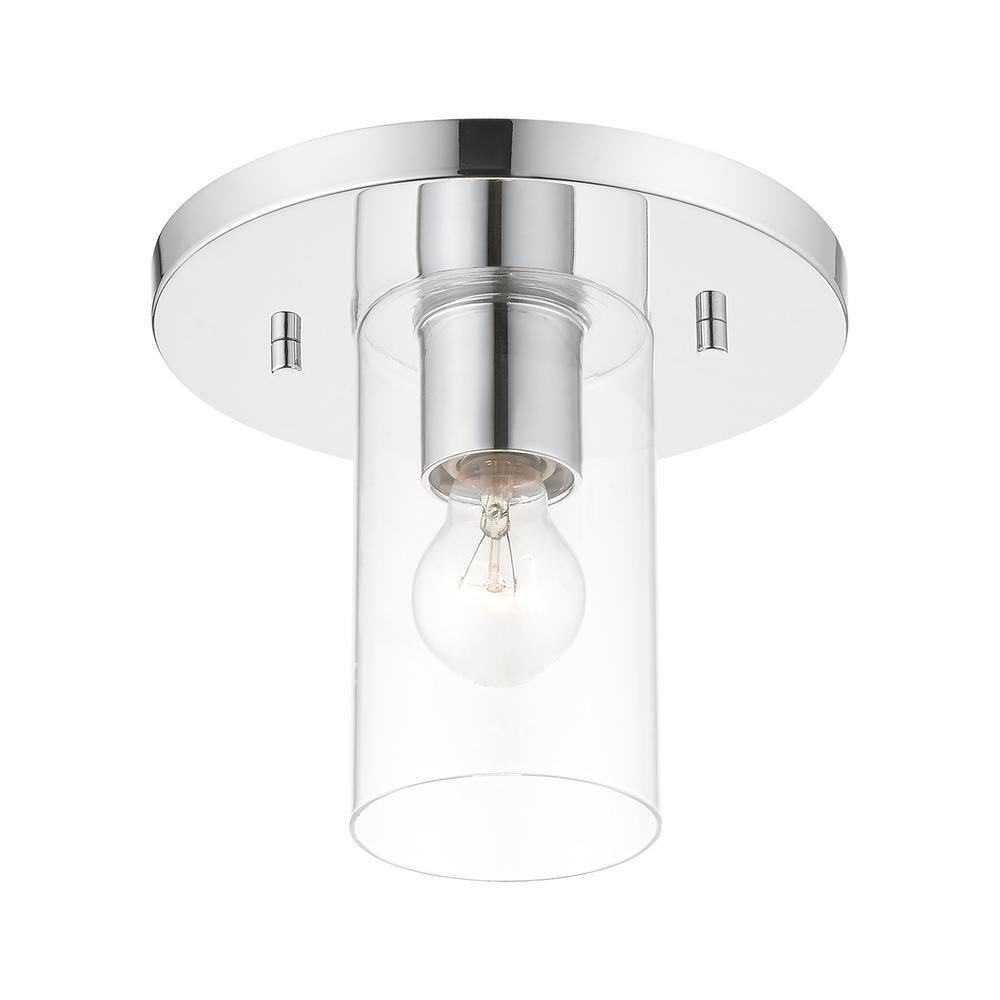 Zurich Polished Chrome 9" Flush Mount with Clear Glass
