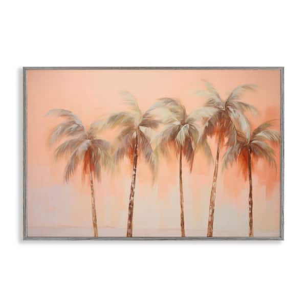 Stupell Industries Soft Palm Tree Lineup by Arlington Prints Gray Framed Nature Giclee Art Print 12 in. x 18 in.