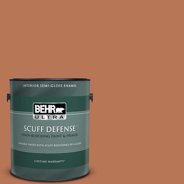 BEHR ULTRA 1 gal. Home Decorators Collection #HDC-AC-06 Campfire Blaze Extra Durable Semi-Gloss Enamel Interior Paint & Primer