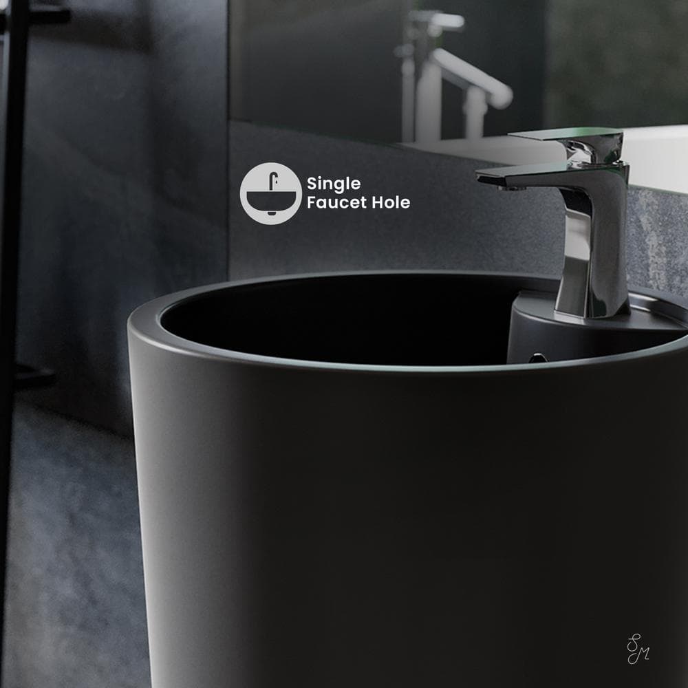 Monaco Matte Black Ceramic Pedestal Sink