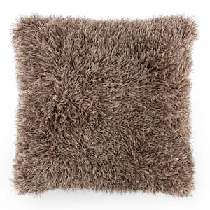 Mocha Polyester 24 in. x 24 in. Throw Pillow